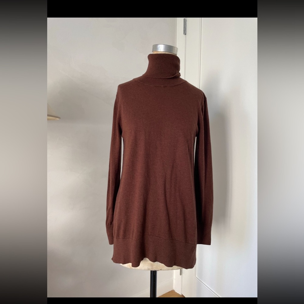 Uterque Brown Oversized Long Turtleneck Sweater Size Small